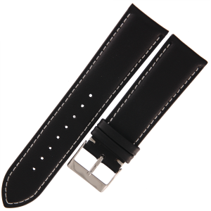 TEKLA E11 - 24mm - CZARNY / p.Białe - Skórzany pasek do zegarka