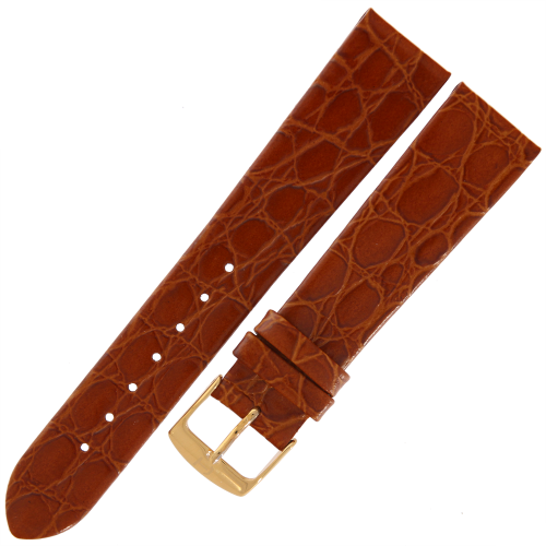 HORIDO 0117 - ŚREDNI BRĄZ - 19mm - Skórzany pasek do zegarka o strukturze Krokodyla