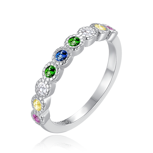 MINET - Ag925 - Srebrny pierścionek z wielokolorowymi cyrkoniami (12)