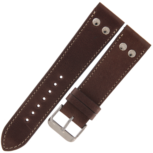 LAVVU Pilot LSUAC22 - 22mm - CIEMNY BRĄZ - Skórzany pasek do zegarka