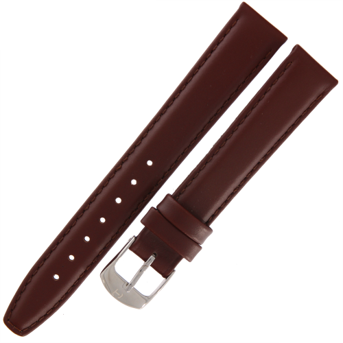 HORIDO 0077 - CIEMNY BRĄZ - 16mm - Skórzany pasek do zegarka o strukturze Gładkiej