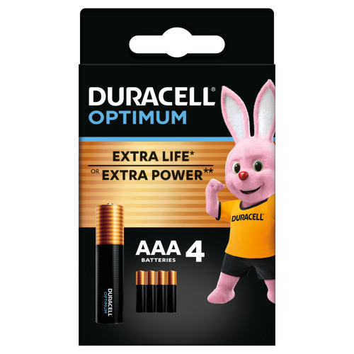DURACELL AAA LR03 Optimum - 1,5V - 4x Bateria alkaliczna - Opakowanie