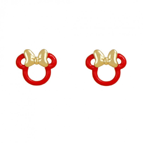 DISNEY - Minnie Mouse - Ag925 - Srebrne kolczyki z czerwoną emalią