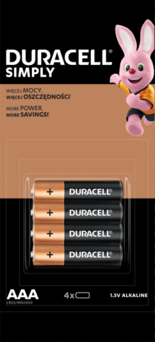 DURACELL AAA / LR03 - 1,5V - 4x Bateria alkaliczna - Blister