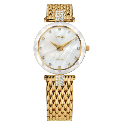JOWISSA J5.633.M - FACET STRASS 29mm - Gold/Pearl - Damski - Zegarek na bransolecie