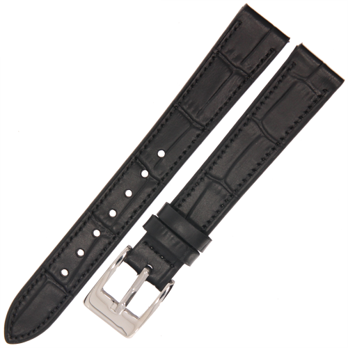 PACIFIC W14 - Czarny - 14mm - Skórzany pasek do zegarka o strukturze krokodyla