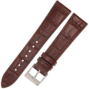 PACIFIC W14 - Ciemny Brąz - 20mm - Skórzany pasek do zegarka o strukturze krokodyla