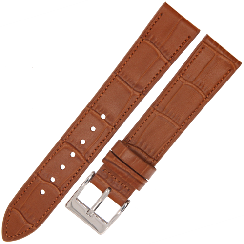 PACIFIC W14 - Jasny Brąz - 18mm - Skórzany pasek do zegarka o strukturze krokodyla