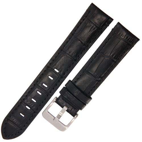 PACIFIC W74 - Czarny - 20mm - Skórzany pasek do zegarka o strukturze krokodyla