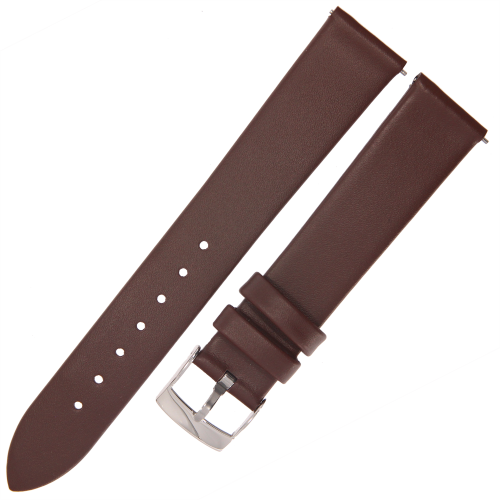 PACIFIC W77 - Ciemny Brąz - 18mm - Skórzany pasek do zegarka o gładkiej strukturze