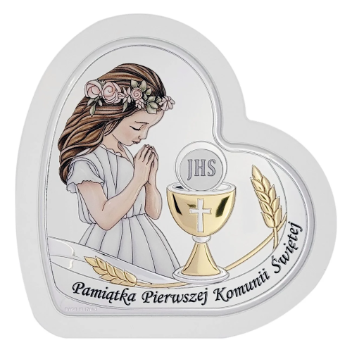 FUSELLI - 10,2x10,5cm - Obrazek KOMUNIA Dziewczynka na panelu - Kolorowa