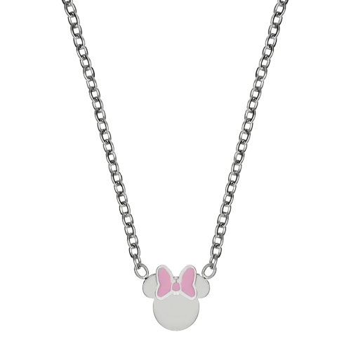 DISNEY - Minnie Mouse - Stalowy naszyjnik z różową emalią w kokartce