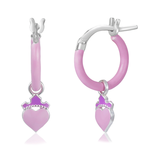 DISNEY - Princess Aurora - Ag925 - Srebrne kolczyki z różową emalią