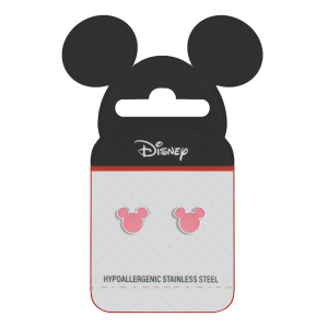 DISNEY - Minnie Mouse - Stalowe kolczyki z różową emalią