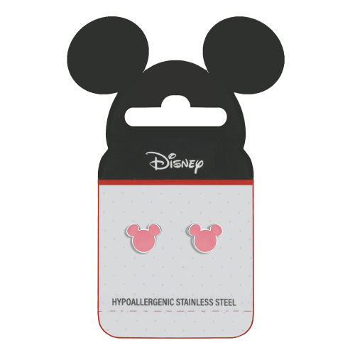 DISNEY - Minnie Mouse - Stalowe kolczyki z różową emalią