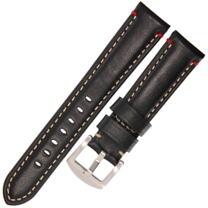 TEKLA B11 - 20mm - CZARNY - Skórzany pasek do zegarka