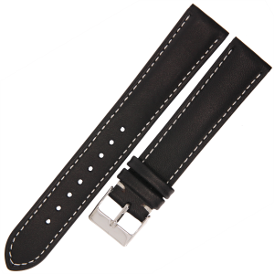 TEKLA E11 XL - 20mm - CZARNY / p.Białe - Skórzany pasek do zegarka