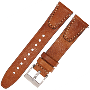 TEKLA TI21A - 18mm - JASNY BRĄZ / p.Białe - Skórzany pasek do zegarka