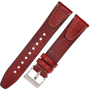 TEKLA TI91 - 18mm - BORDOWY / p.Białe - Skórzany pasek do zegarka