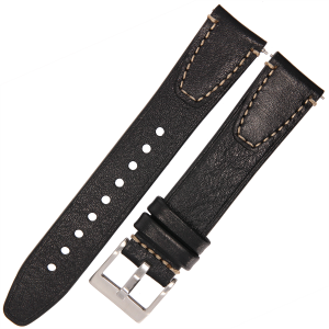TEKLA TI11 - 24mm - CZARNY / p.Białe - Skórzany pasek do zegarka