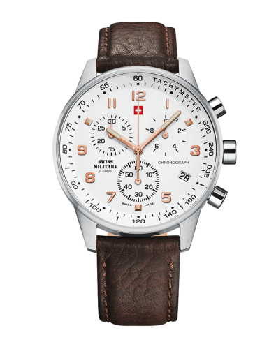 SWISS MILITARY by Chrono SM34012.11 - Minimalist Chronograph - Męski - Szwajcarski zegarek na pasku skórzanym