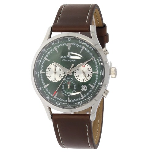 JACQUES LEMANS 1-2068D - Retro Classic Chronograph - Męski - Zegarek na pasku skórzanym
