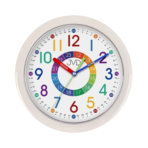 JVD HP612.D14 - 25cm - Biały - Zegar ścienny EDUKACYJNY