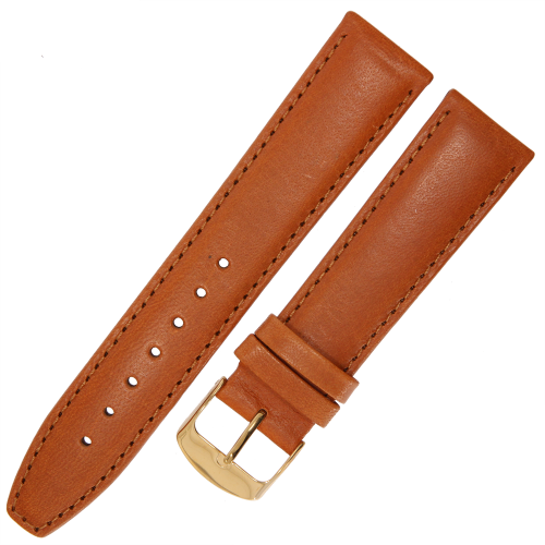 HORIDO 0077 - JASNY BRĄZ - 20mm - Skórzany pasek do zegarka o strukturze Gładkiej