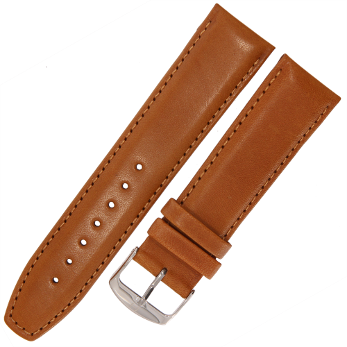 HORIDO 0077 - JASNY BRĄZ - 22mm - Skórzany pasek do zegarka o strukturze Gładkiej