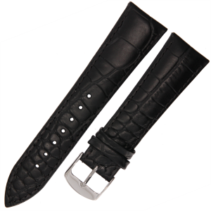 HORIDO 9612 - CZARNY - 22mm - Skórzany pasek do zegarka o strukturze Aligatora