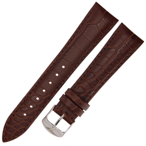 HORIDO 9612 - CIEMNY BRĄZ - 20mm - Skórzany pasek do zegarka o strukturze Aligatora
