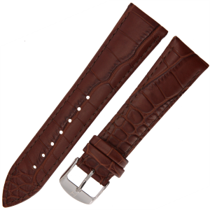 HORIDO 9612 - CIEMNY BRĄZ - 22mm - Skórzany pasek do zegarka o strukturze Aligatora