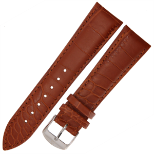 HORIDO 9612 - ŚREDNI BRĄZ - 22mm - Skórzany pasek do zegarka o strukturze Aligatora