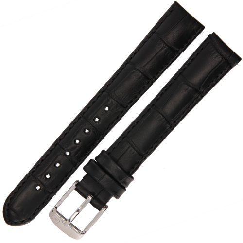ADRIATICA - 16mm - CZARNY - Skórzany pasek do zegarka o strukturze Krokodyla