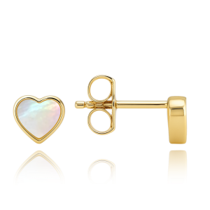 MINET JMG0306WGE00 - Au 585 / 0,80g - Złote kolczyki małe serduszka z białym opalem