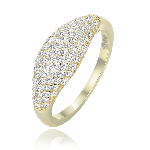 MINET JMAN0565XR58 - Ag925 - Pozłacany pierścień srebrny kropla z białymi cyrkoniami wielkość 18