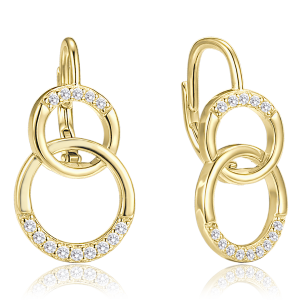 MINET JMAS0307GE00 - Ag925 - Luksusowe pozłacane kolczyki srebrne z białymi cyrkoniami