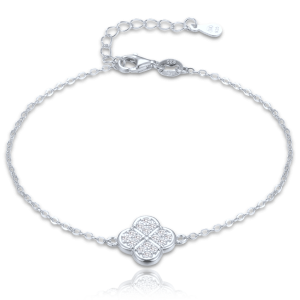 MINET JMAS7058SB19 - Ag925 - Srebrna bransoletka koniczynka z białymi cyrkoniami