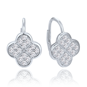 MINET JMAS7058SE00 - Ag925 - Srebrne kolczyki koniczyna z białymi cyrkoniami