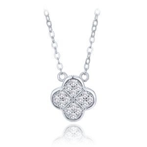 MINET JMAS7058SN47 - Ag925 - Srebrny naszyjnik z koniczyną i białymi cyrkoniami