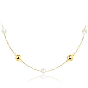 MINET JMG0305WGN48 - Au 585 / 2,70g - Złoty naszyjnik z kulkami i perłami