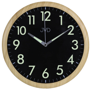 JVD HP301.2 - 30cm - JASNY BRĄZ (imitacja drewna) / Czarny - Zegar ścienny