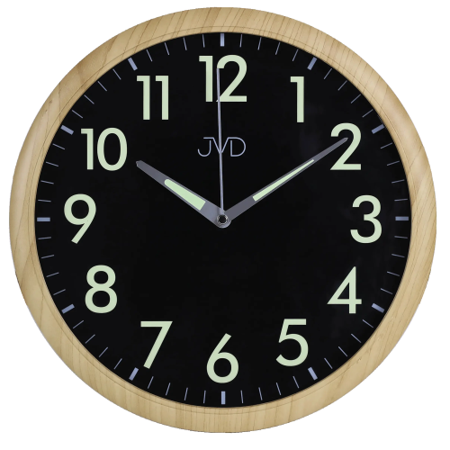 JVD HP301.2 - 30cm - JASNY BRĄZ (imitacja drewna) / Czarny - Zegar ścienny