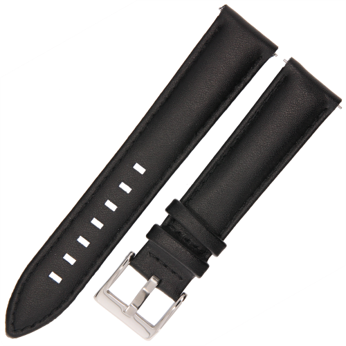 DILOY 330 - CZARNY - 20mm - Skórzany pasek do zegarka o gładkiej strukturze