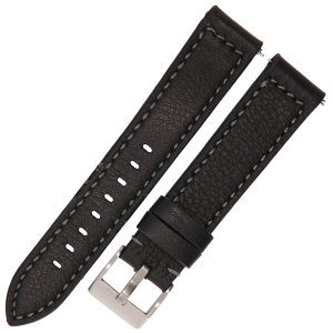 DILOY 404 - CZARNY / p.Szare - 20mm - Skórzany pasek do zegarka