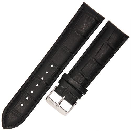 ADRIATICA - 22mm - CZARNY - Skórzany pasek do zegarka o strukturze Krokodyla