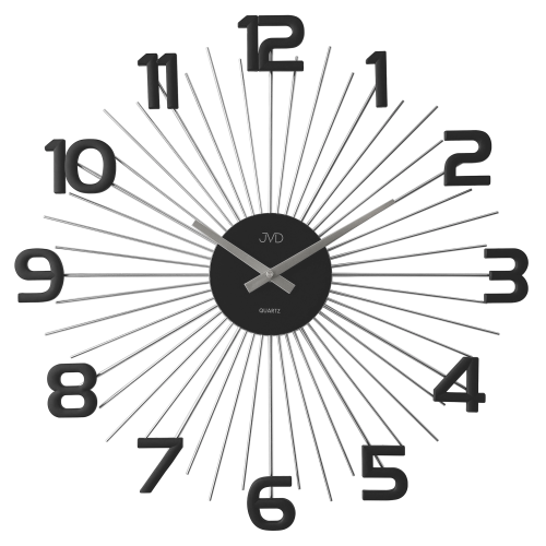 JVD HT121.2 - 49cm - SREBRNY/Czarny - Zegar ścienny
