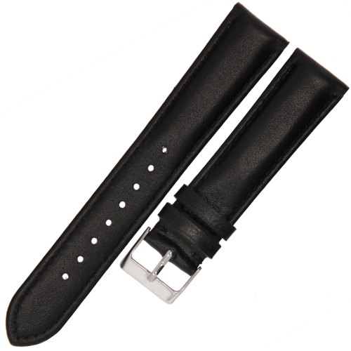 NO-NAME NE10 - 20mm - CZARNY - Skórzany pasek do zegarka