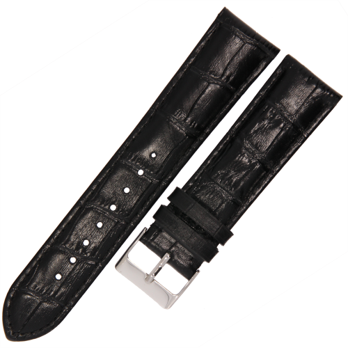 NO-NAME NK10 - 22mm - CZARNY - Skórzany pasek do zegarka