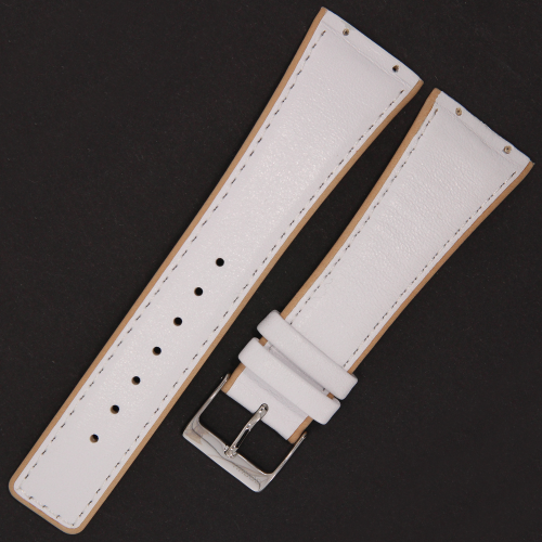 OBAKU V102LCCRW - BIAŁY/Beżowy - Skórzany pasek do zegarka